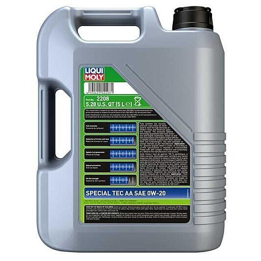 Liqui Moly 2208 Oil; Special Tec; SAE 0W-20; Synthetic; 5 Liter Jug; Single - Image 2