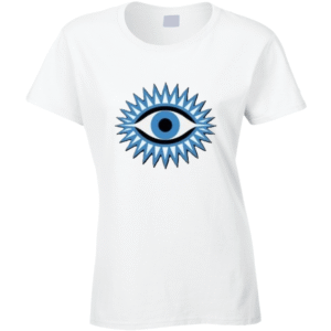 Ladies Evil Eye Design T Shirt S M L XL White Black Blue 100% Cotton