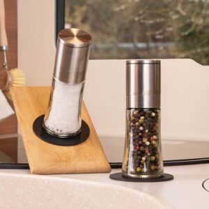 Silwy Magnetic GM-SP-4 Salt and Pepper Shakers Glass / Stainless Magnet Base 6"