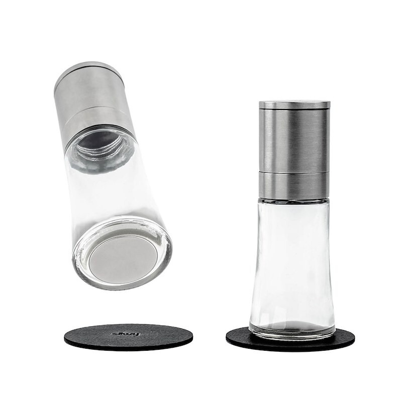 Silwy Magnetic GM-SP-4 Salt and Pepper Shakers Glass / Stainless Magnet Base 6" - Image 2