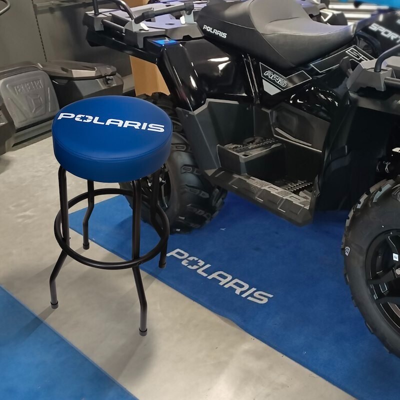 PLASTICOLOR POLARIS STOOL 004812R01 Round Blue Vinyl Seat Non-Swivel Blue/Black - Image 3