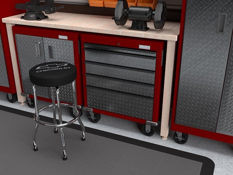 PLASTICOLOR CHEVROLET CHEVY GARAGE STOOL 004790R01 Round Vinyl Seat Non-Swivel - Image 2