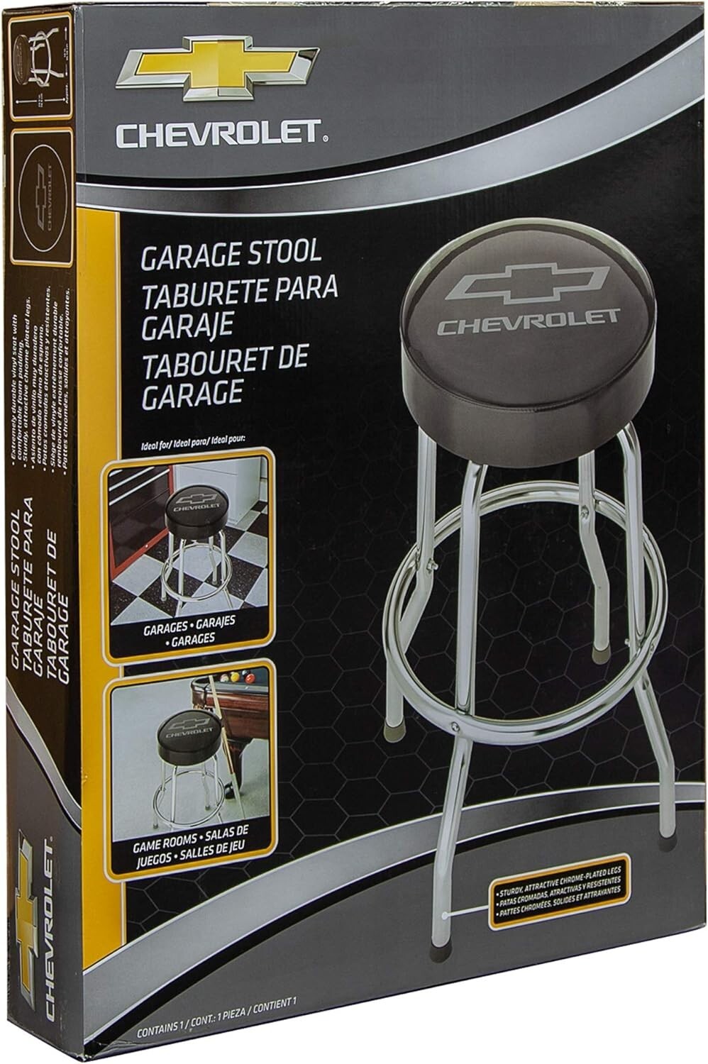 PLASTICOLOR CHEVROLET CHEVY GARAGE STOOL 004790R01 Round Vinyl Seat Non-Swivel - Image 3