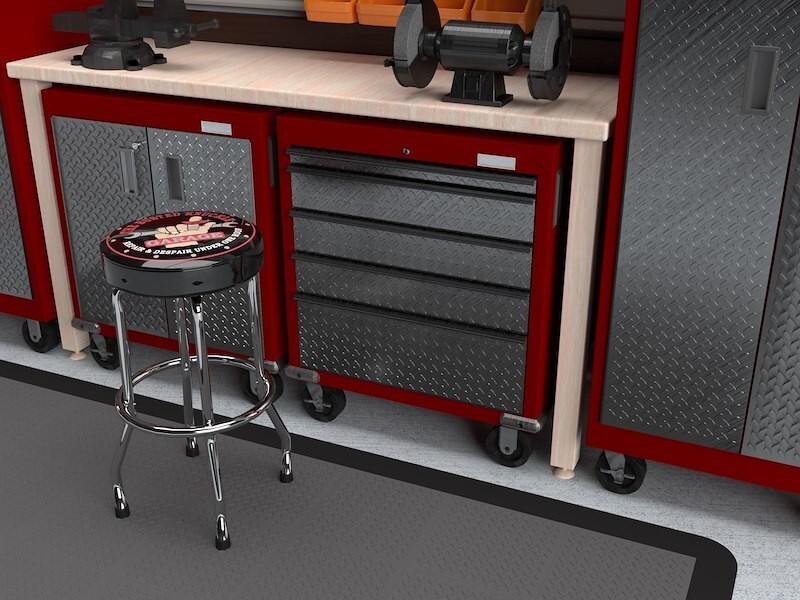 PLASTICOLOR BUSTED KNUCKLE GARAGE STOOL 004753R01 Round Vinyl Seat Non-Swivel - Image 2