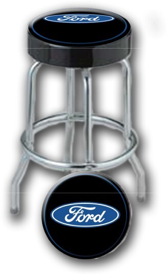 PLASTICOLOR BLUE FORD LOGO GARAGE STOOL 004751R01 Round Vinyl Seat Non-Swivel - Image 2