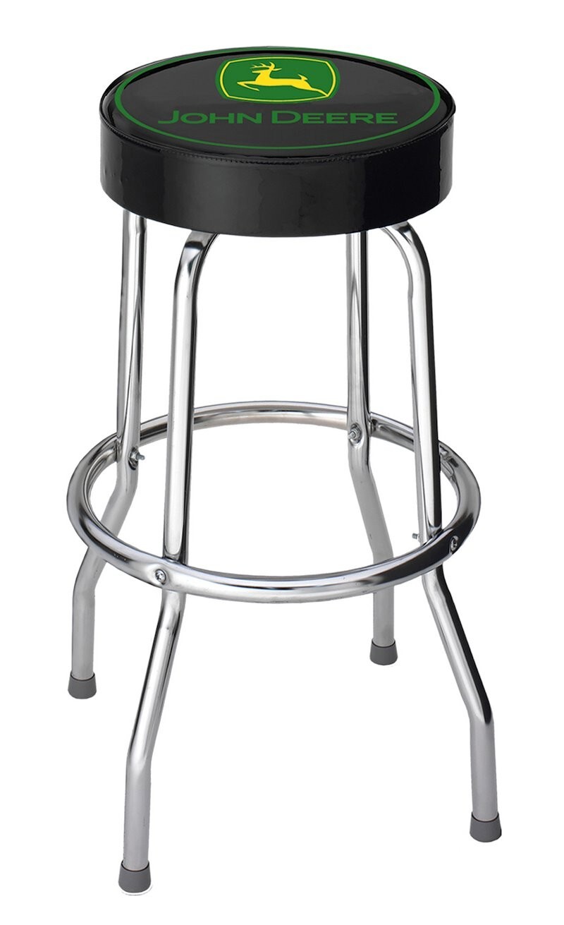 PLASTICOLOR JOHN DEERE GARAGE STOOL 004746R01 Round Vinyl Seat Non-Swivel Black - Image 2