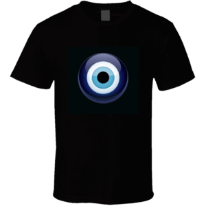 Men's Evil Eye Bead T Shirt Black 100% Cotton Available in Various Sizes
