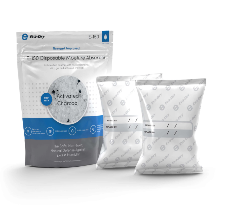 Eva-Dry E150 Dehumidifier Silica Gel/ Activated Charcoal Technology 2 Pouches