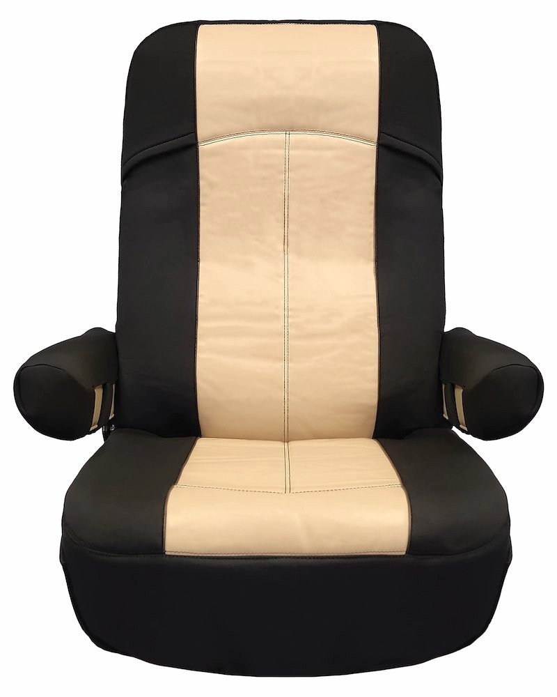 RV Designer C895 Seat Cover Fit Co-Pilot Seats Padded FMVSS 302 Standard Blk/Tan
