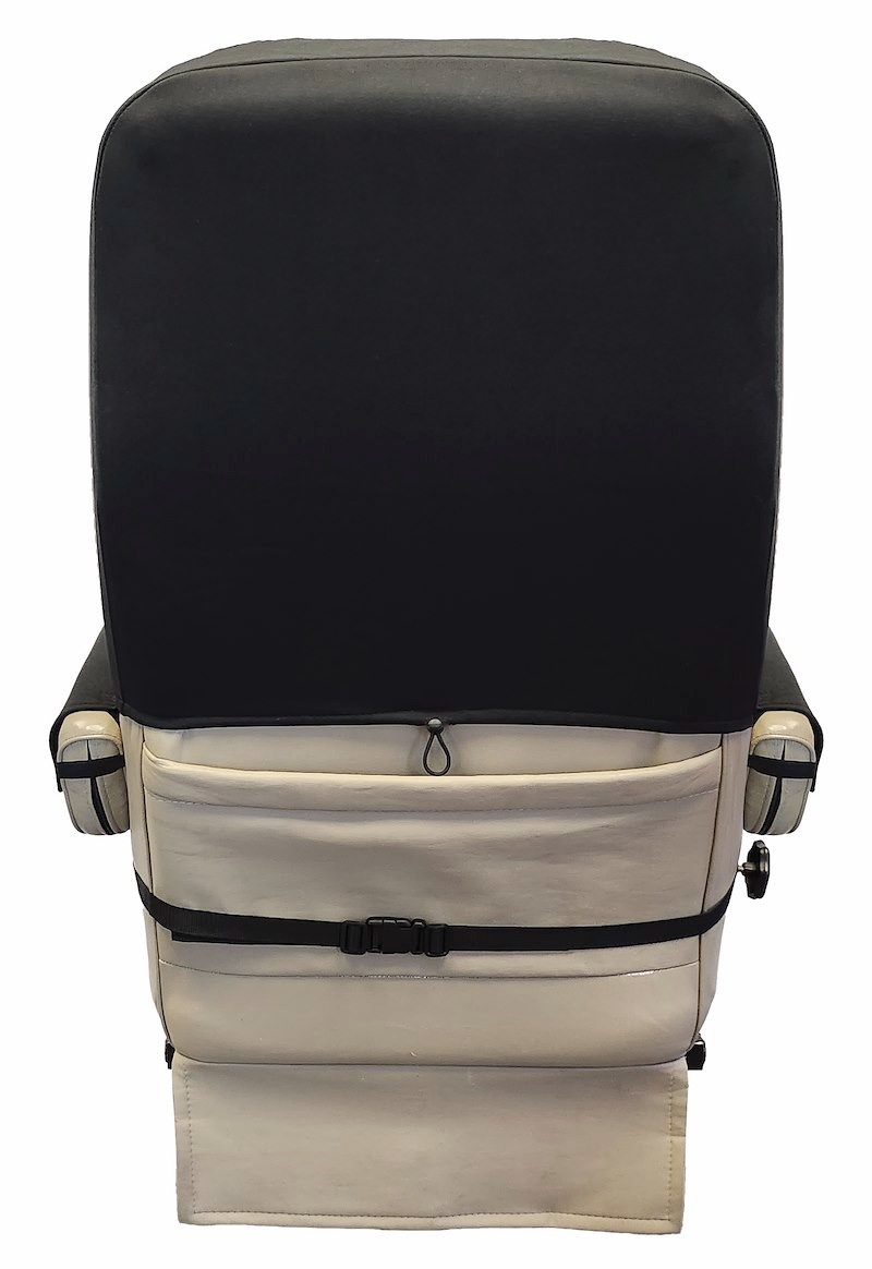 RV Designer C895 Seat Cover Fit Co-Pilot Seats Padded FMVSS 302 Standard Blk/Tan - Image 2