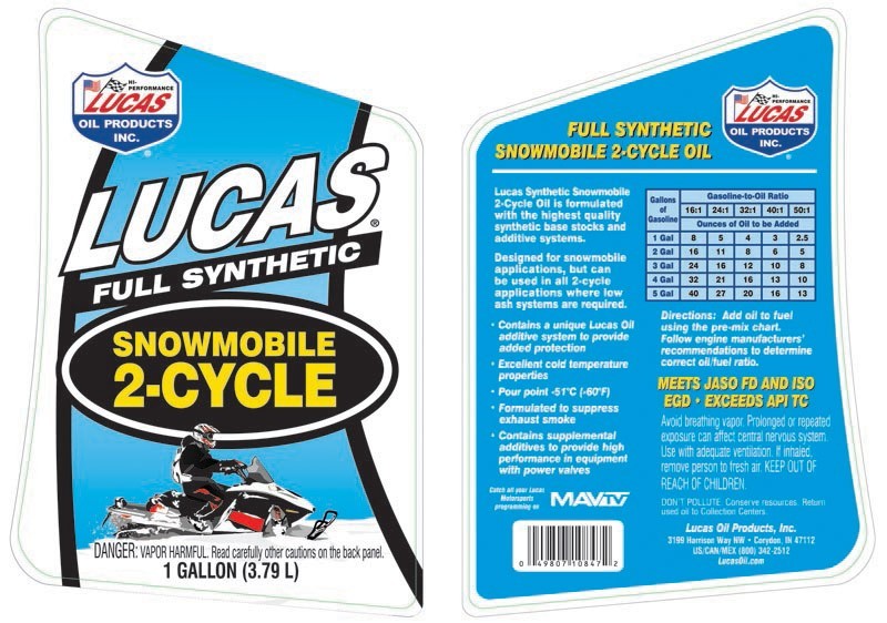 Lucas Oil 10847 Oil; Used For 2-Stroke Engines; Snowmobile Oil; Synthetic; 1 Gal - Image 2