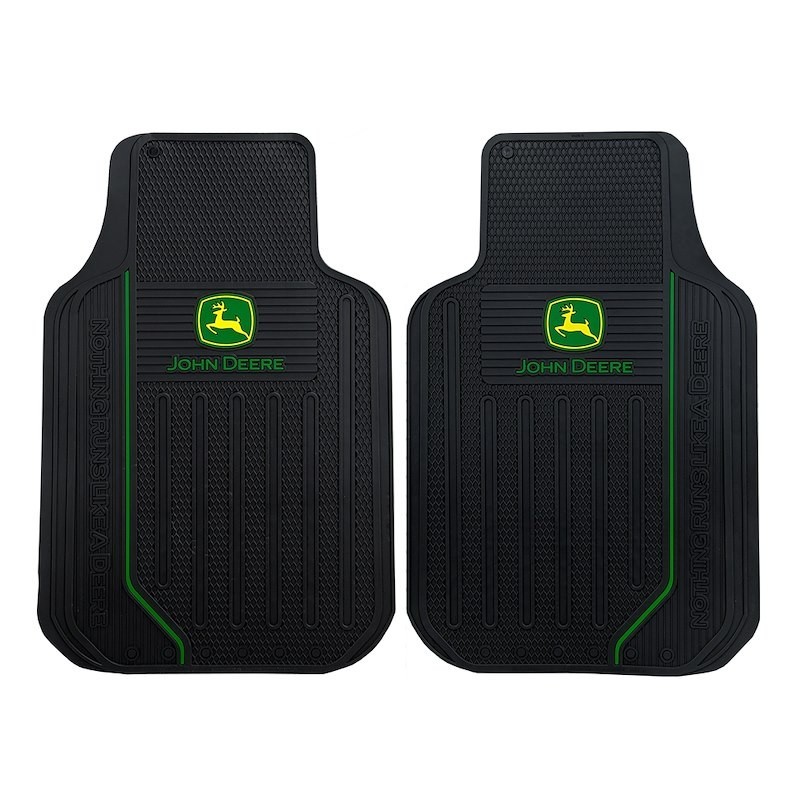 Plasticolor 001634R01 Floor Mats Green John Deere Rubber Set of 2 Universal Fit