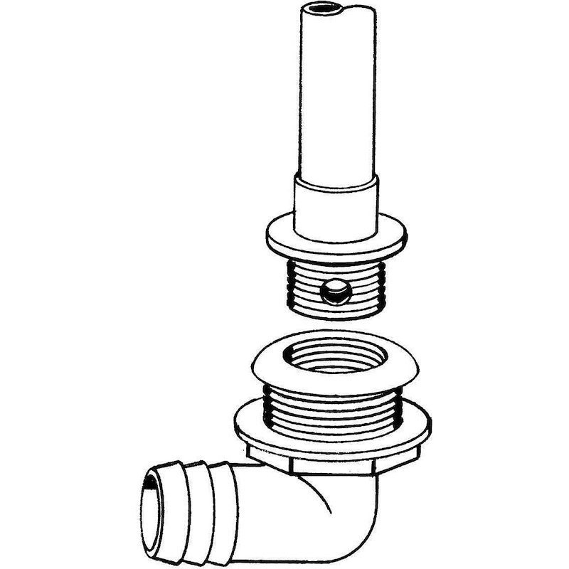 T-H Marine ODT-190-DP Livewell Overflow Tube Fits 1-1/8" Thru Hulls 90 Degree - Image 5