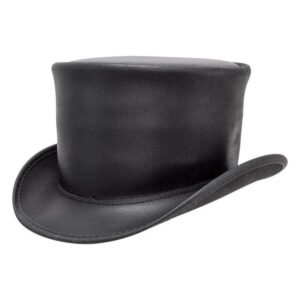 American Hat Makers El Dorado Handmade Black Leather Top Hat Large NEW IN BOX