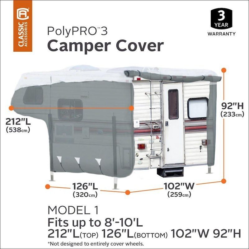 Classic Accessories 80-036-143101-00 RV Cover PolyPRO Fits 8 to 10 FT Campers - Image 4