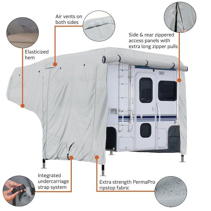 Classic Accessories 80-259-151001-00 RV Cover For Pickup Campers 10 To 12 Feet - Image 8