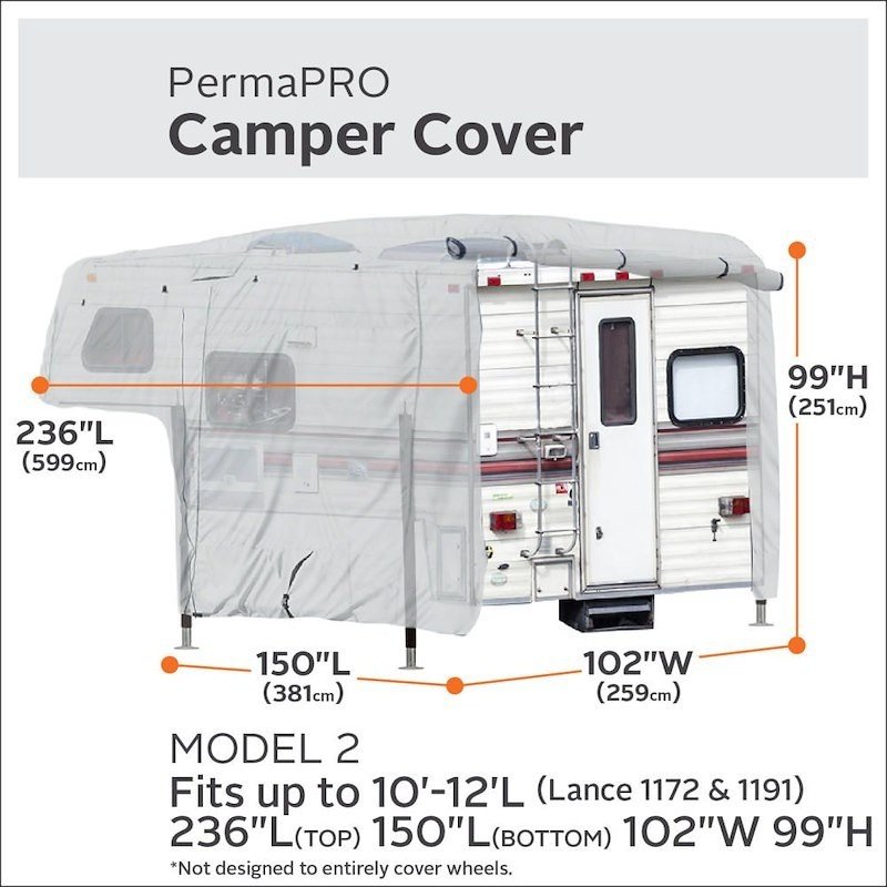 Classic Accessories 80-259-151001-00 RV Cover For Pickup Campers 10 To 12 Feet - Image 9