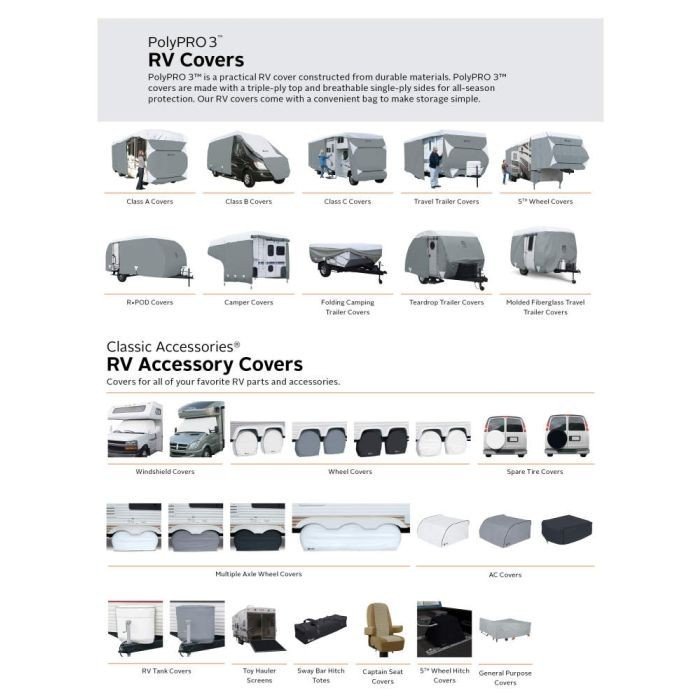 Classic Accessories 80-200-161001-00 Travel Trailer Cover For 20' Hitch Trailer - Image 6