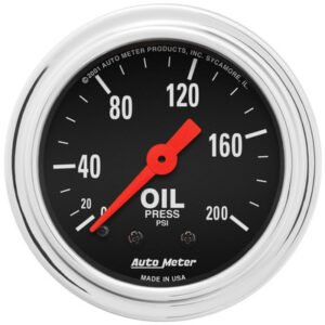 AUTOMETER 0-200 OIL PRESSURE GAUGE Traditional Chrome 10 PSI 2-1/16 in Full 2422