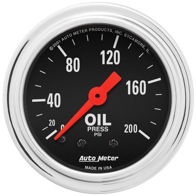 AUTOMETER 0-200 OIL PRESSURE GAUGE Traditional Chrome 10 PSI 2-1/16 in Full 2422