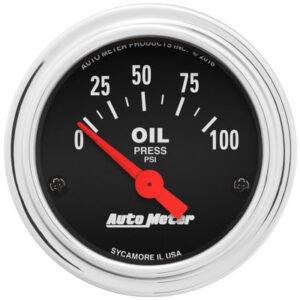 AUTOMETER 0-100 OIL PRESSURE GAUGE Traditional Chrome 25 PSI 2-1/16 in Red 2522